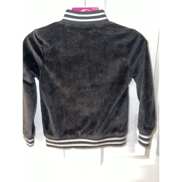 Betsey Johnson Jacket Girls Sz 5T Embroidered Velour Bomber Floral Black Velvet - Picture 7 of 8